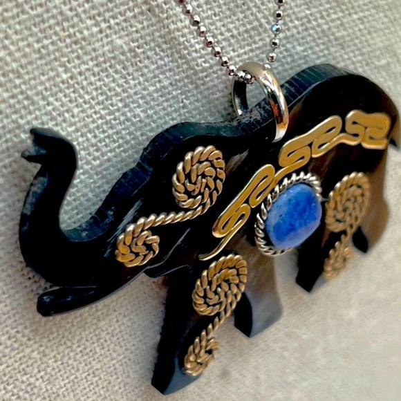 Origami Owl Elephant Pendant Necklace With Blue Stone & Silver Details.   B47 - Picture 5 of 10